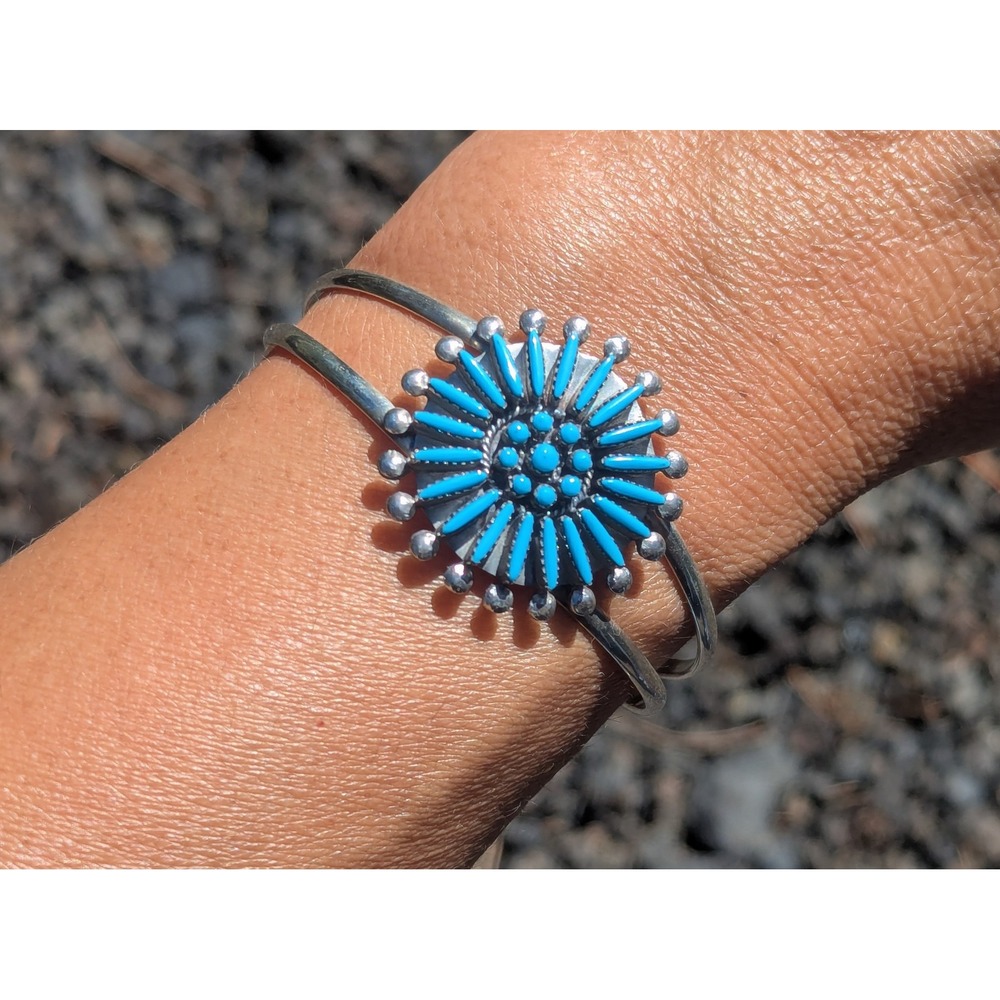 Zuni Cuff‎ Bracelet Native American Petite Needlepoint Turquoise Jewelry 6.25 **